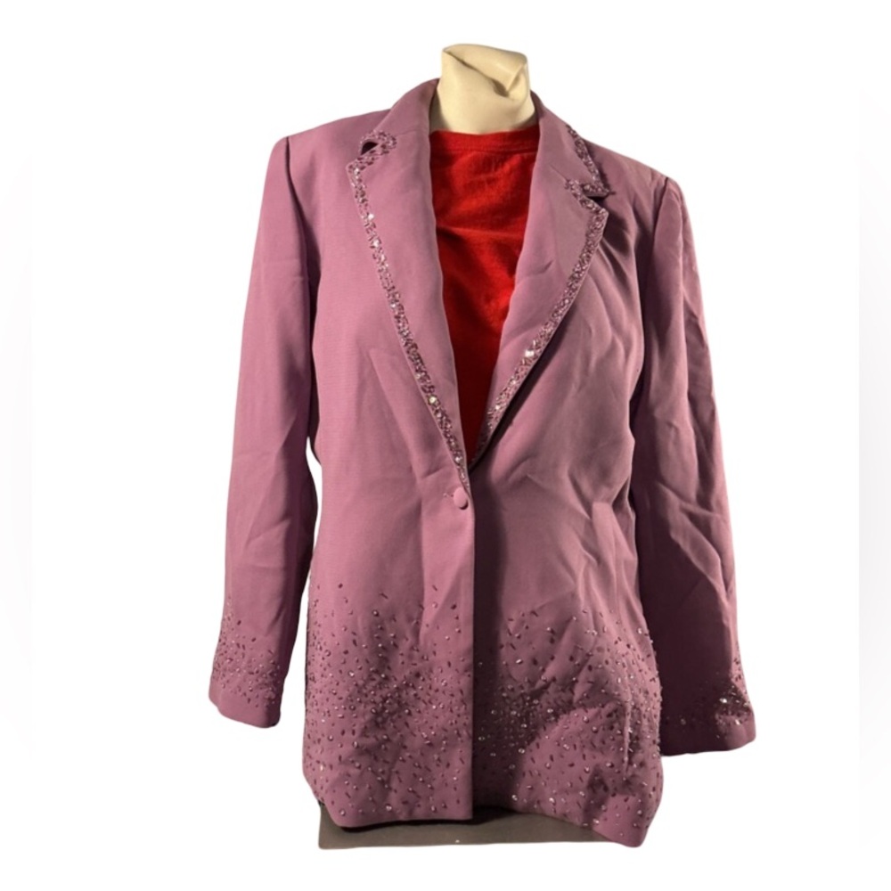 VINTAGE Embellished Lavender Blazer Suit Set- Women